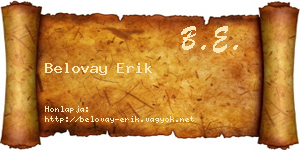 Belovay Erik névjegykártya